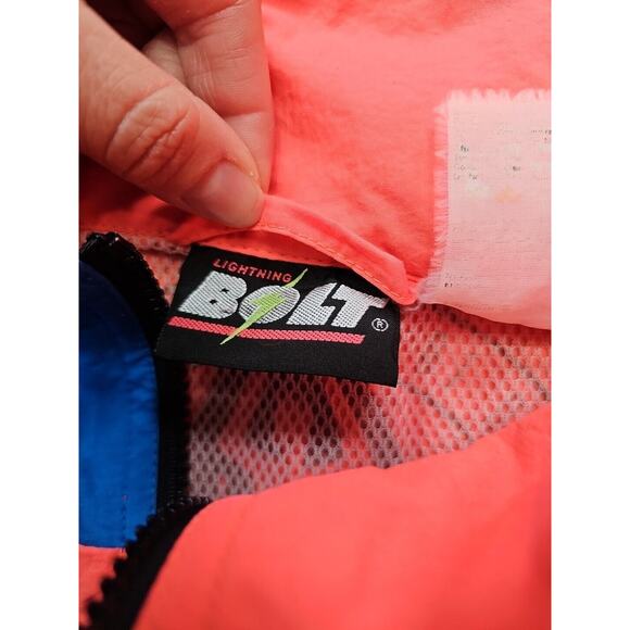 Vintage Lightning Bolt Jacket Mens Medium Pullover Wondbreaker Pockets - Picture 4 of 7